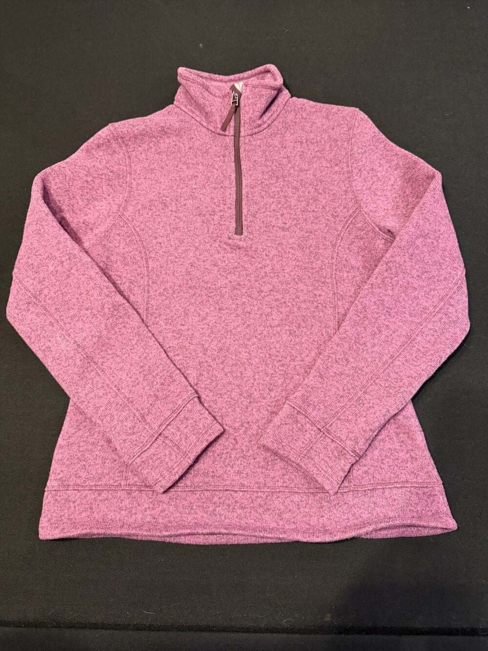 Lands' End Quarter Zip Fleece Pullover Pink Heather sz M 10-12
